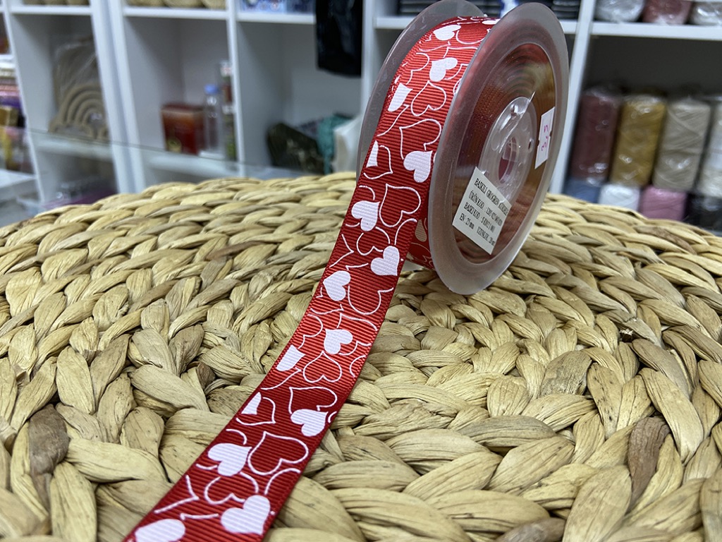 BASKILI KURDELE 2,5 CM / 1 METRE