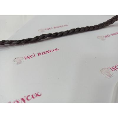 SİYAH RENK 10mm Yassı Örgü Hakiki Deri (20cm uzunluğunda) No: 24