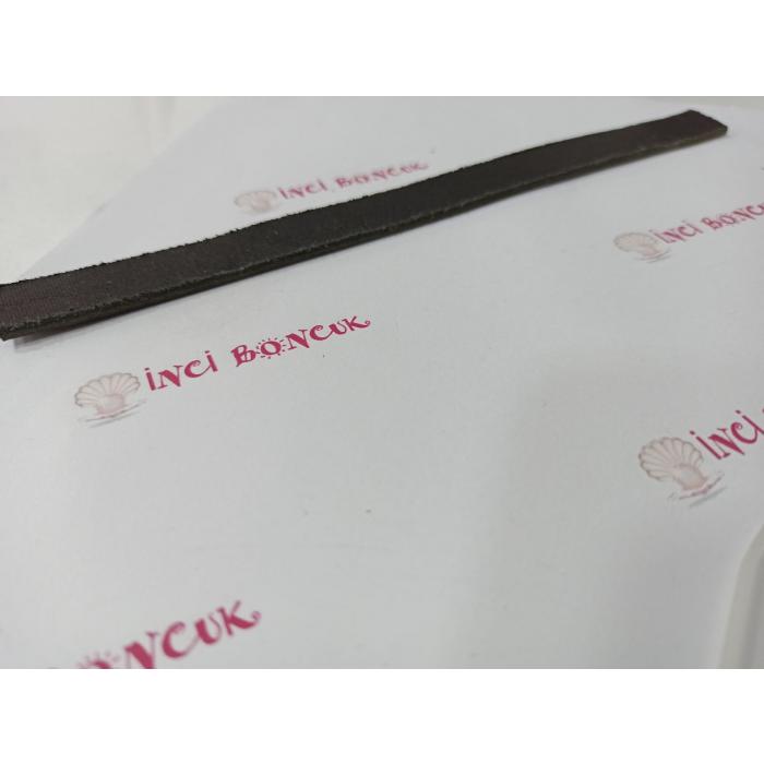 SİYAH 15mm Yassı Hakiki Deri (20cm uzunluğunda) No: 20