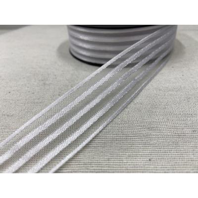 ÇİZGİLİ KURDELE BEYAZ 23MM / 1 METRE