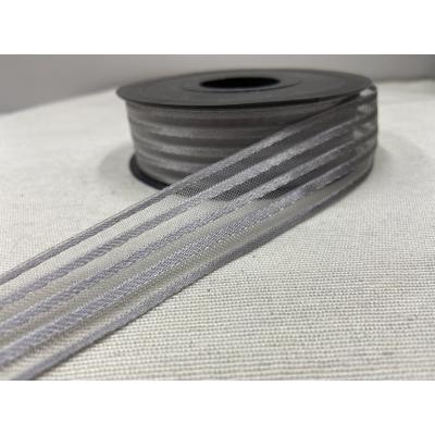 ÇİZGİLİ KURDELE GRİ 23MM / 1 METRE