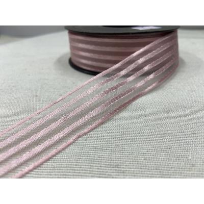 ÇİZGİLİ KURDELE PEMBE 23MM / 1 METRE