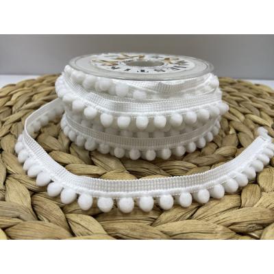 İNCE ŞERİT PONPON BEYAZ / 1 METRE