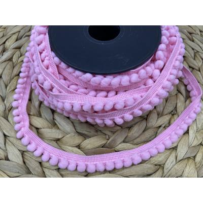 İNCE ŞERİT PONPON PEMBE / 1 METRE