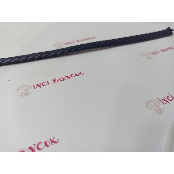 LACİVERT 10mm Yassı Hakiki Deri (20cm uzunluğunda) No: 23