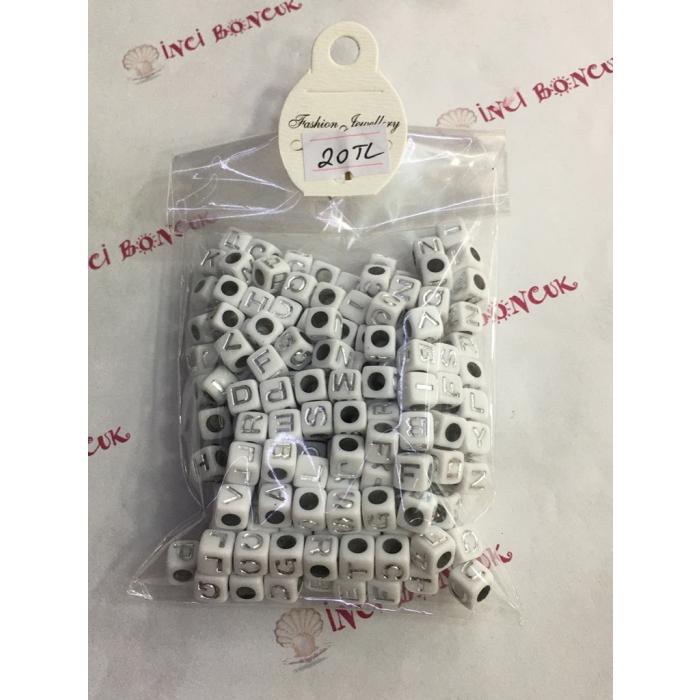 7mm * 7mm Küp Harf Boncuklar No:1 (MİX) 50 GRAMLIK KARIŞIK PAKETLER İÇİNDE 200 BONCUK ADET VAR.