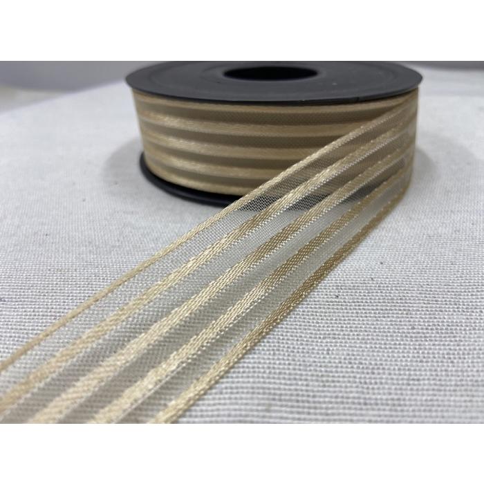 ÇİZGİLİ KURDELE ALTIN SARI 23 MM / 1 METRE