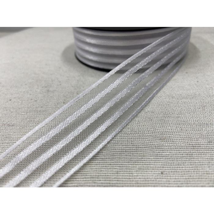 ÇİZGİLİ KURDELE BEYAZ 23MM / 1 METRE