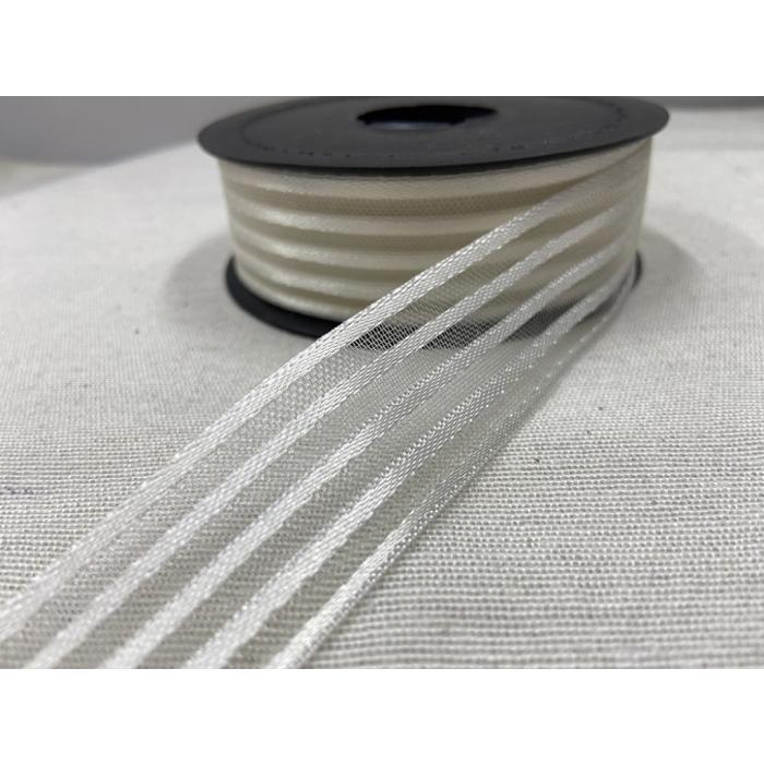 ÇİZGİLİ KURDELE KREM 23MM / 1 METRE