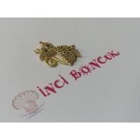 Gold Renk Kaplama Zirkon Çift Kluplu Bileklik Aparatı No: 65 Gold Renk Kaplama Zirkon Çift Kluplu Bileklik Aparatı No: 65
