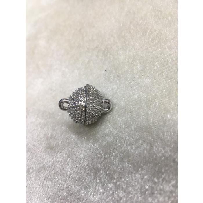 Gümüş Renk 12mm Mıknatıslı Yuvarlak Kapama Tırtıklı