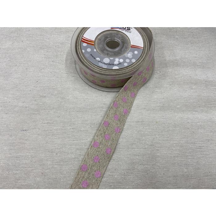 JÜT PEMBE PUANTİYELİ 2,5 CM / 1 METRE