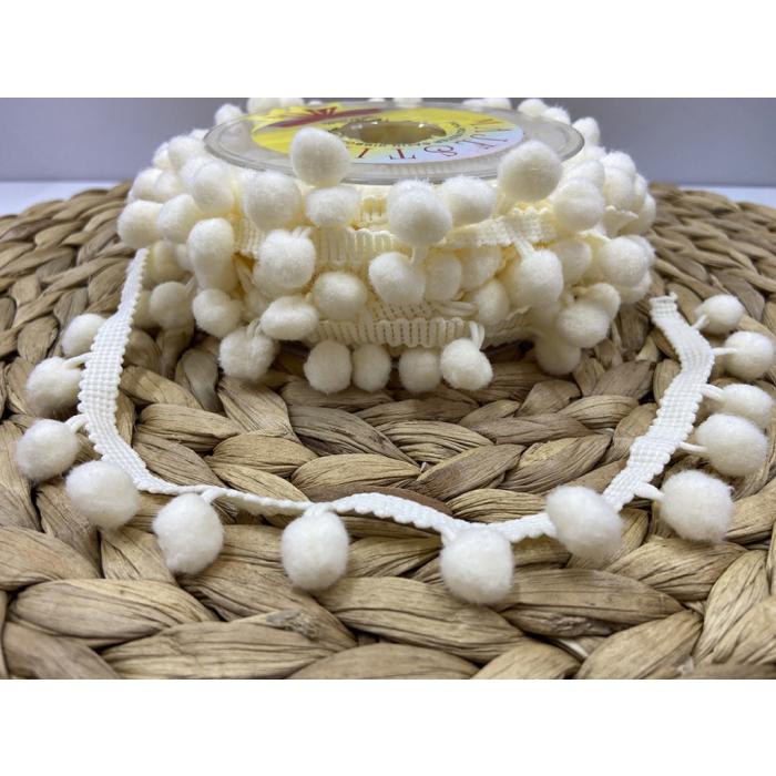 ŞERİT PONPON KREM / 1 METRE