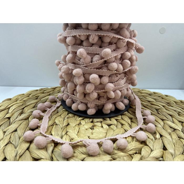 ŞERİT PONPON PUDRA PEMBE / 1 METRE